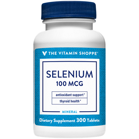 The Vitamin Shoppe Selenium 100 MCG tablets bottle front