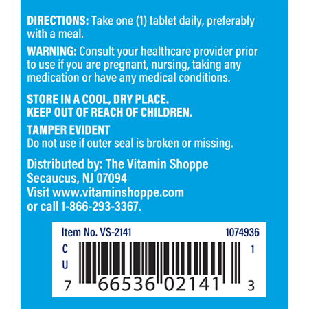 Directions for The Vitamin Shoppe Selenium Tablets 100 MCG