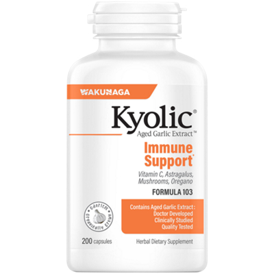 Kyolic Aged Garlic Extract - Ester-C, Astragalus, Mushrooms - Immune Formula 103 (200 Capsules)