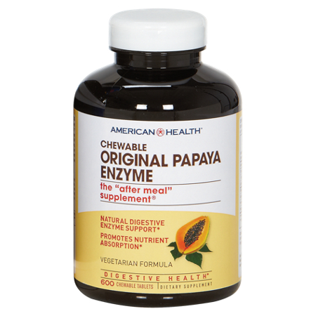 American Health Chewable Original Papaya Enzyme bottle front