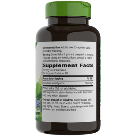 Natures Way Gotu Kola Herb Longevity and Vitality capsules 475 MG view 3