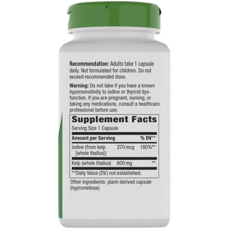 Natures Way Kelp Whole Thallus 600 MG bottle view 3