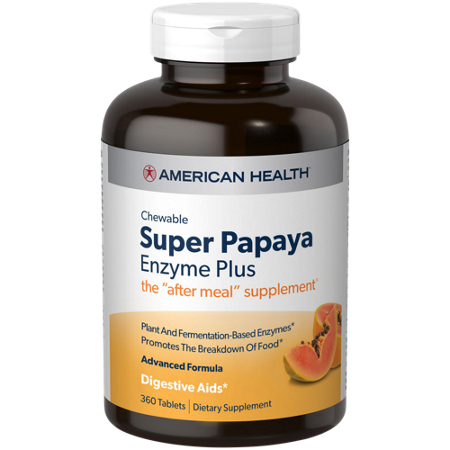American Health Super Papaya Enzyme Plus tablets bottle front