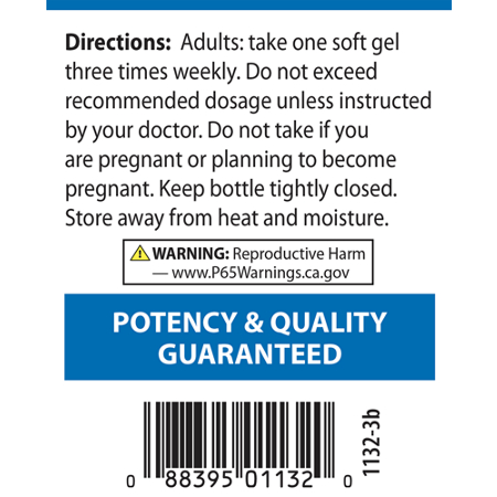 Directions for Carlson Laboratories Vitamin A 25000 IU Softgels
