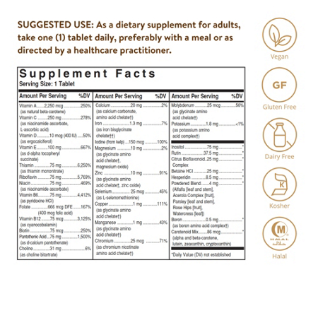 Label for Solgar Formula VM-75 Multivitamin