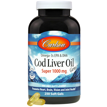 Carlson Laboratories Cod Liver Oil Gems softgels 1000 MG bottle front