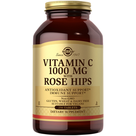 Solgar Vitamin C With Rose Hips tablets 1000 MG front