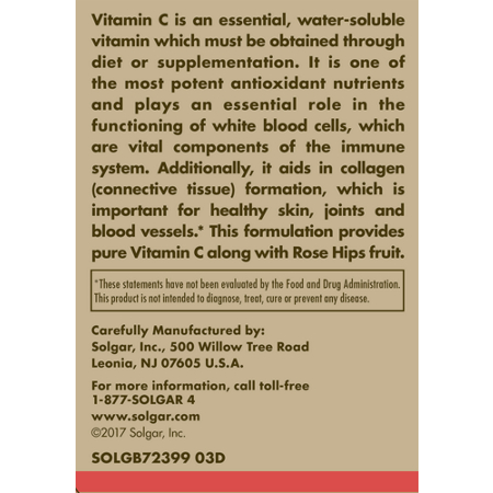 Directions for Solgar Vitamin C With Rose Hips Tablets 1000 MG
