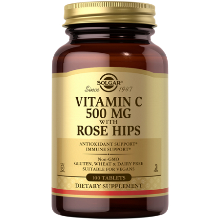 Solgar Vitamin C With Rose Hips tablets 500 MG bottle front