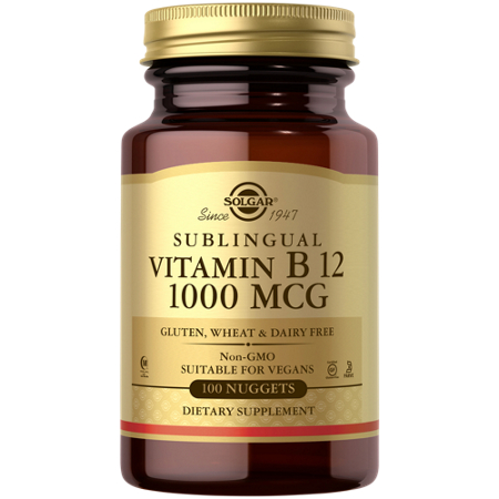 Solgar Vitamin B12 Sublingual nuggets 1000 MCG bottle front