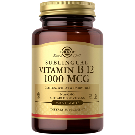 Solgar Vitamin B12 Sublingual Nuggets 1000 MCG bottle front