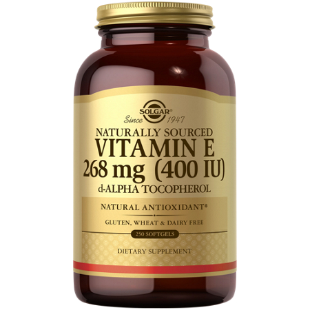 Solgar Natural Vitamin E 400 IU softgels bottle front