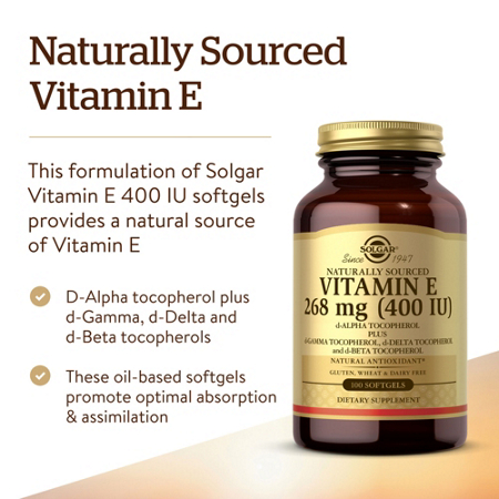 Directions for Solgar Natural Vitamin E 400 IU Softgels