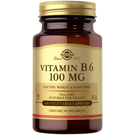 Solgar Vitamin B6 100 MG capsules bottle front