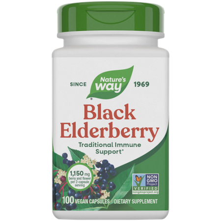 Natures Way Black Elderberry Traditional Immune Support capsules front