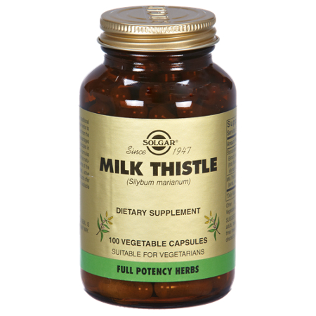 Solgar Milk Thistle Full Potency Herb capsules bottle front