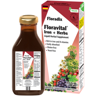 Floravital Iron + Herbs Liquid Extract – Free of Yeast and Gluten (8.5 fl. oz.)