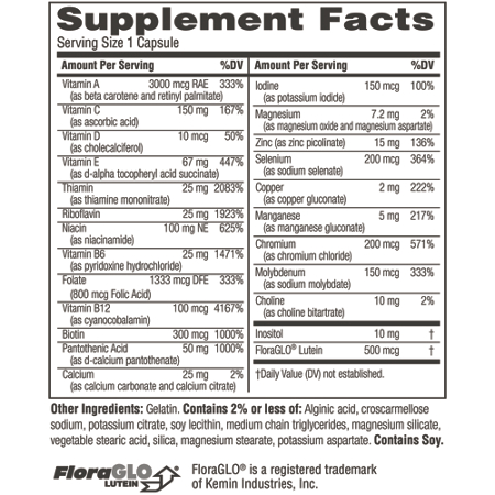TwinLab Daily One Caps Supplement Facts Label