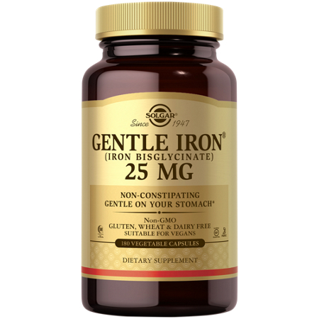 Solgar Gentle Iron Vegetarian Capsules 25 MG bottle front