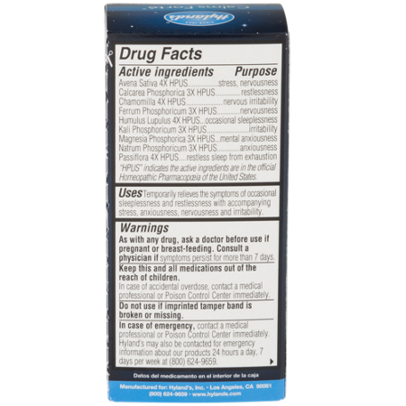 Drug Facts label for Hylands Naturals Calms Forte Sleep Aid