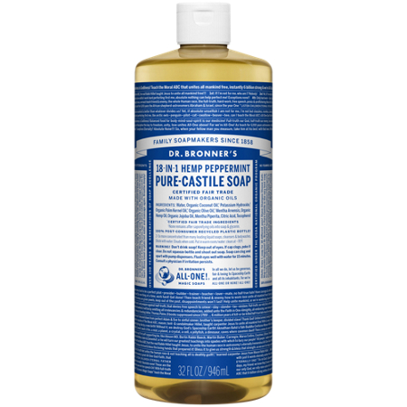 Dr Bronners 18-in-1 Hemp Peppermint Pure-Castile Soap bottle front