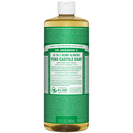 Dr Bronners 18-in-1 Hemp Pure-Castile Soap Almond bottle front