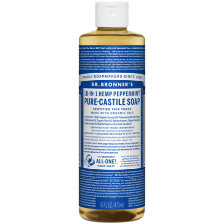 Dr Bronners Peppermint Pure-Castile Soap bottle front