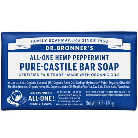 Dr Bronners All-One Hemp Peppermint Pure-Castile Bar Soap front