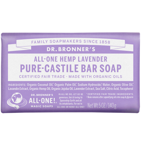 Dr Bronners Pure-Castile Bar Soap Lavender front