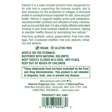 Directions for Natures Plus Vitamin C 500 MG Chewable Tablets