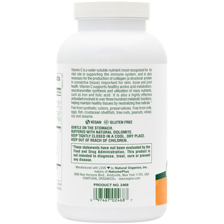 Natures Plus Vitamin C 1000 MG Chewable Tablets bottle back