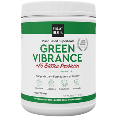 Green Vibrance Plant-Based Superfood Powder + 25 Billion Probiotics (23.37 oz./60 Servings)