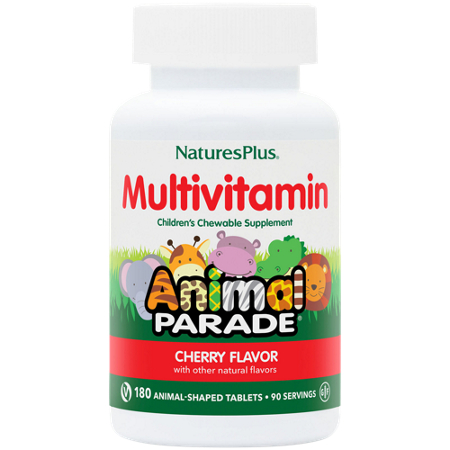 Natures Plus Animal Parade Multivitamin for Kids Cherry tablets bottle front