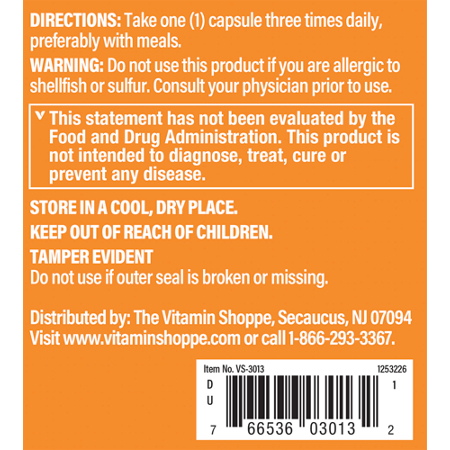 Directions for The Vitamin Shoppe Glucosamine Sulfate for Joint Support 500 MG