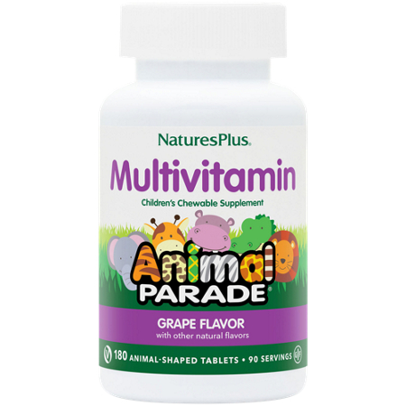 Animal Parade Multivitamin for Kids Grape Tablets box front