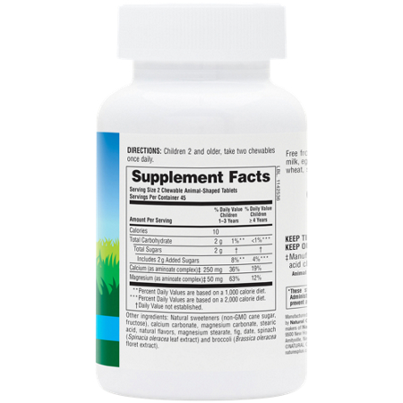 Supplement Facts for Natures Plus Kids Calcium Vanilla Sundae