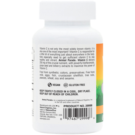 Animal Parade Vitamin C for Kids container back