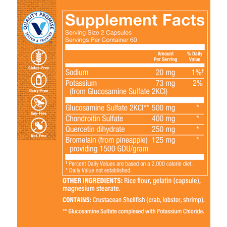 Glucosamine & Chondroitin Supplement Facts Label