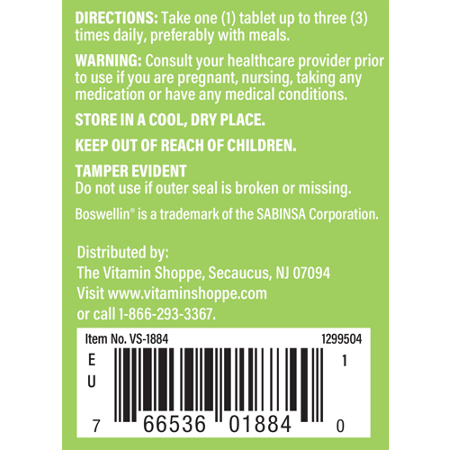 Boswellia Serrata Extract 250mg Tablet Directions