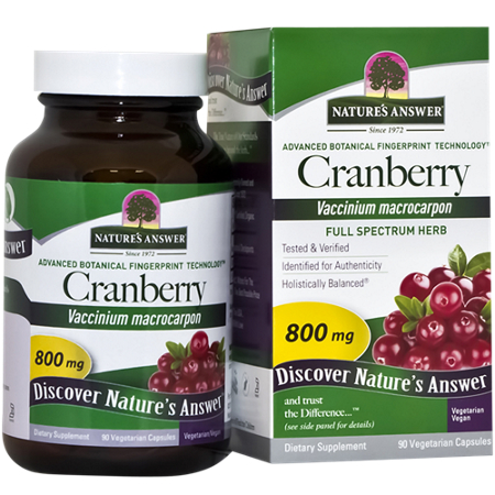 Natures Answer Cranberry Vegetarian Capsules 800 MG bottle and box front