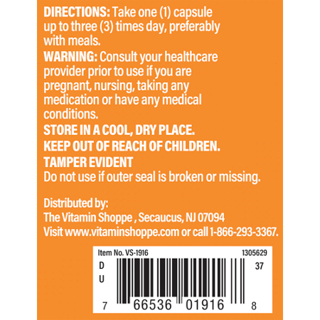 Directions for The Vitamin Shoppe L-Carnosine Amino Acid Capsules 500 MG