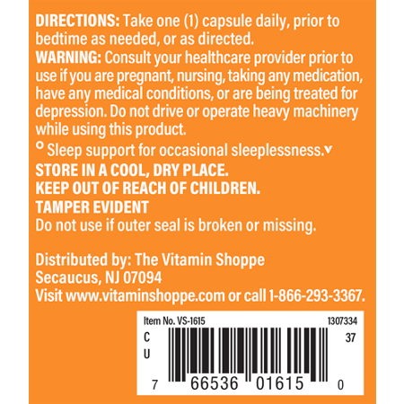 Directions for The Vitamin Shoppe Melatonin for Sleep Support capsules 3 MG