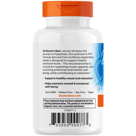 Doctors Best 5-HTP 100 MG vegetarian capsules back