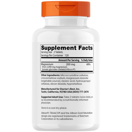 Supplement Facts label for Magnesium Tablets 100 MG