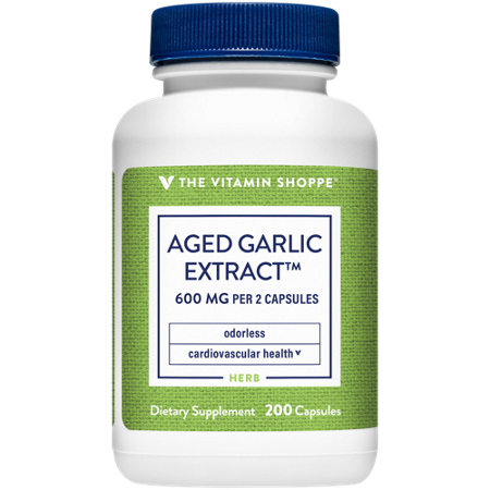The Vitamin Shoppe Odorless Aged Garlic Extract capsules 600 MG bottle front