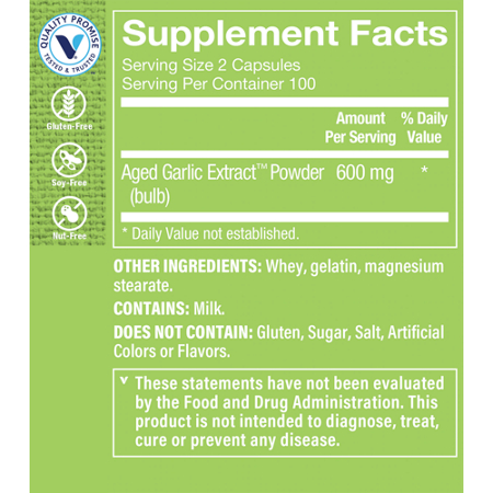 Odorless Aged Garlic Extract 600 MG Supplement Facts