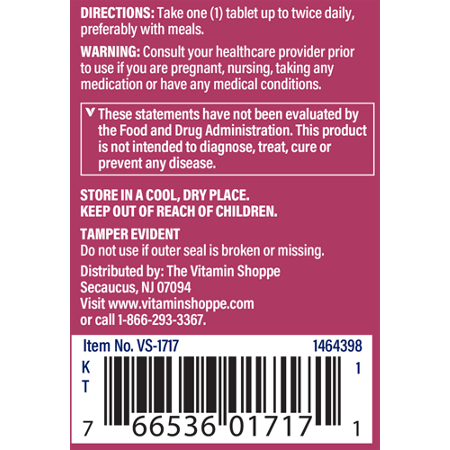 Directions for The Vitamin Shoppe Calcium D-Glucarate 250 MG tablets