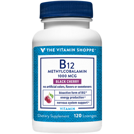 The Vitamin Shoppe B12 Methylcobalamin Black Cherry lozenges 1000 MCG view