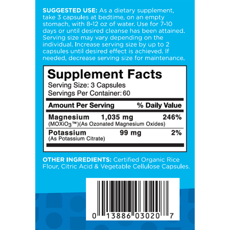 Supplement Facts label for Aerobic Life Mag O7 Oxygen Cleanse