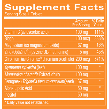 Supplement Facts label for Ultra Sugar Aid with Chromax Tablets